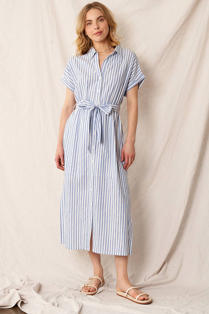 Sailor Stripe Midi Shirt Dress